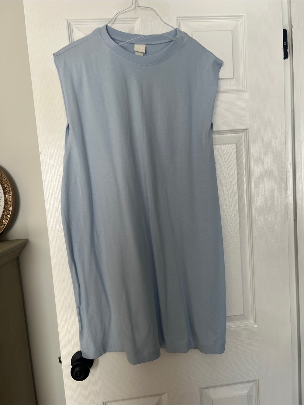 H&M Pale Blue Sleeveless Midi Shift Dress